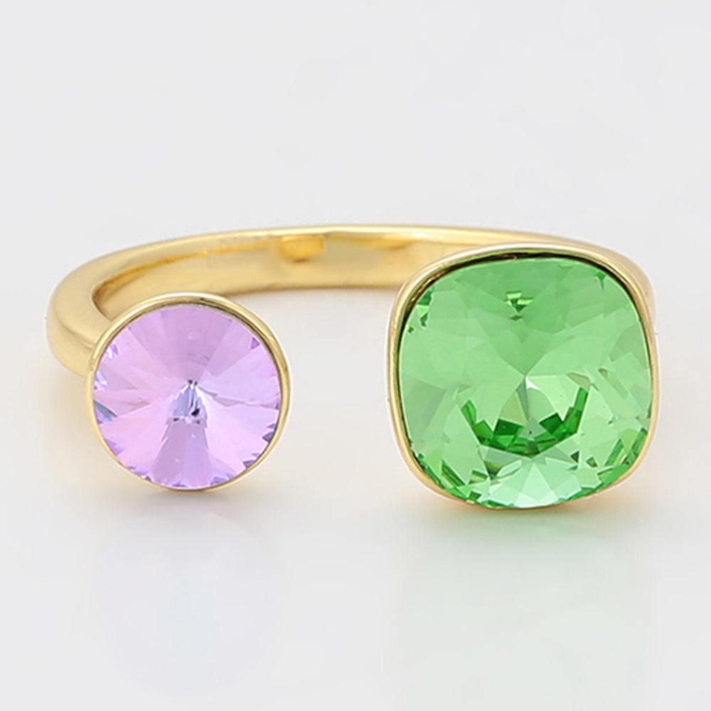Inel din Aliaj Placat cu Aur cu Cristal Verde Emporia® și Cristal Violet Emporia® 6 
