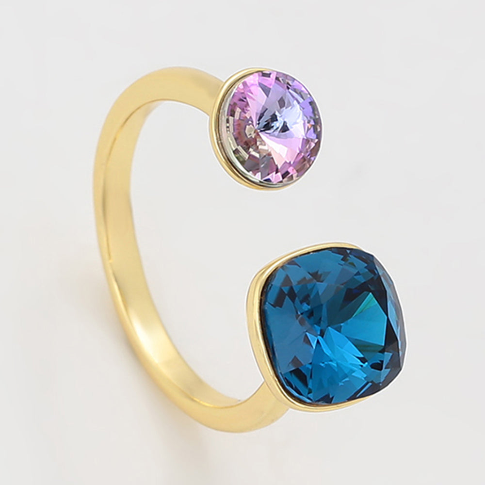 Inel din Aliaj Placat cu Aur cu Cristal Violet Emporia® și Cristal Albastru Emporia®