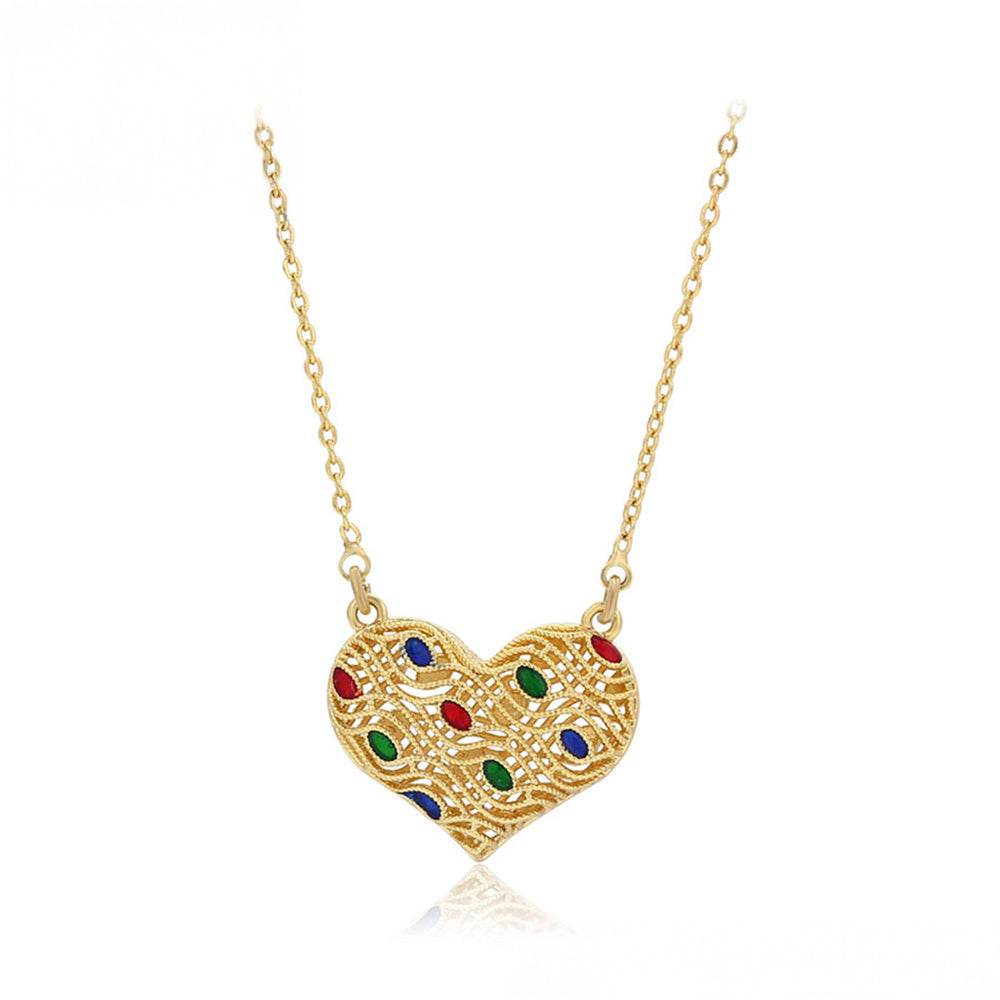 Colier din Aliaj Placat cu Aur cu Cristal Roșu Emporia® și Cristal Verde Emporia®
