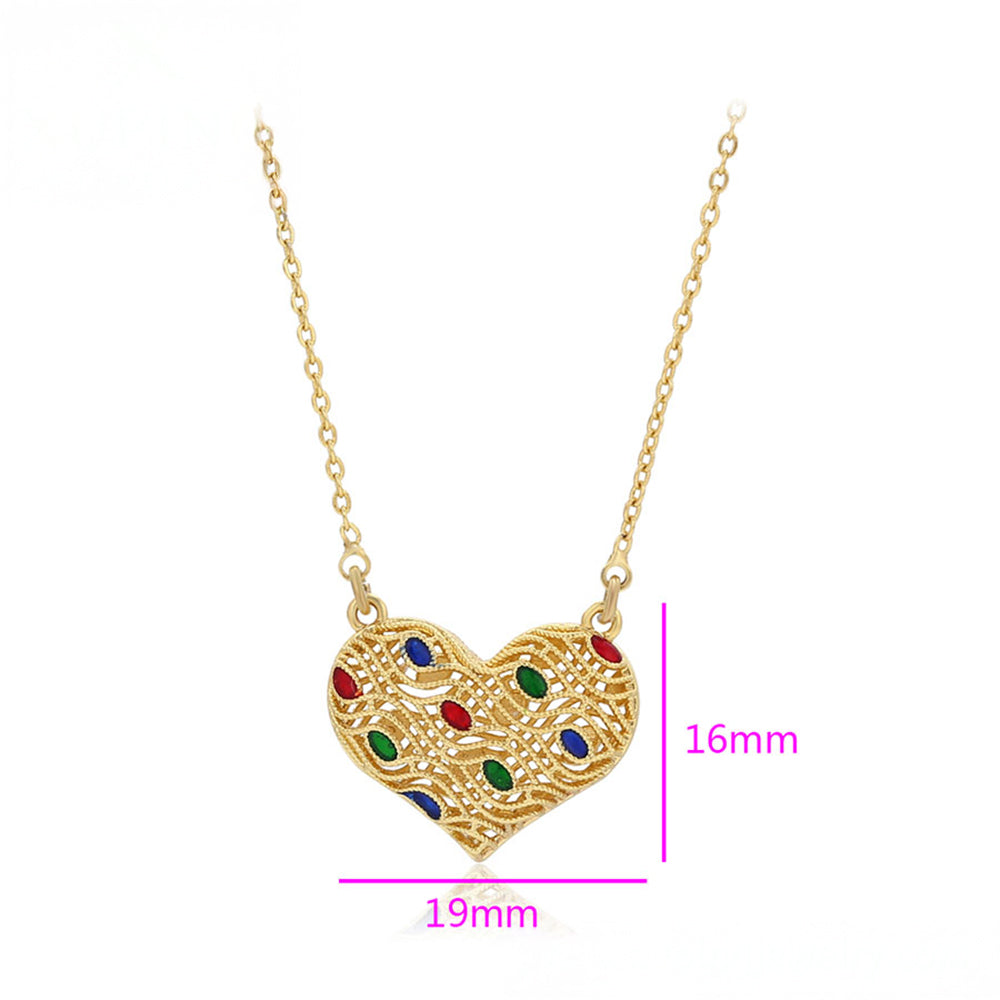 Colier din Aliaj Placat cu Aur cu Cristal Roșu Emporia® și Cristal Verde Emporia®