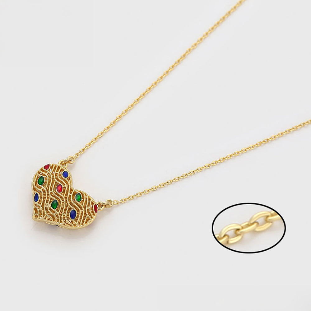 Colier din Aliaj Placat cu Aur cu Cristal Roșu Emporia® și Cristal Verde Emporia®