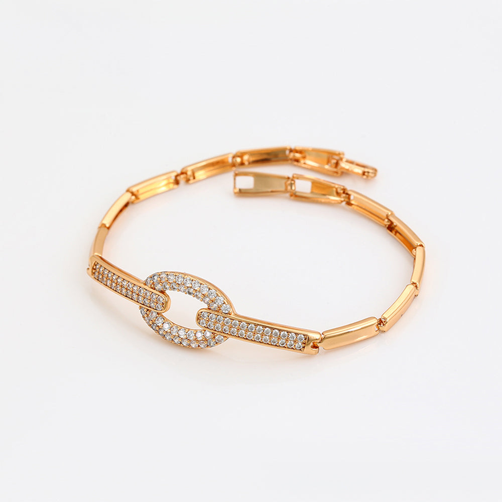 Brățară din Aliaj Placat cu Aur cu Cristal Alb Emporia®