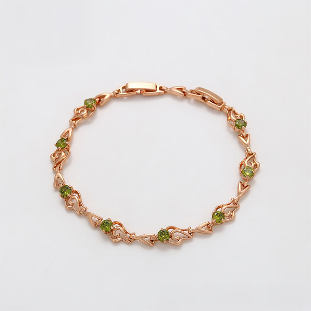 Brățară din Aliaj Placat cu Aur cu Cristal Verde Emporia®