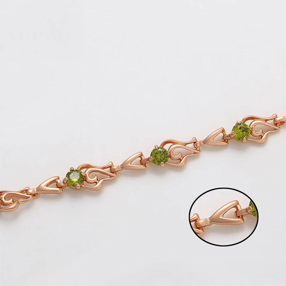 Brățară din Aliaj Placat cu Aur cu Cristal Verde Emporia® 6 