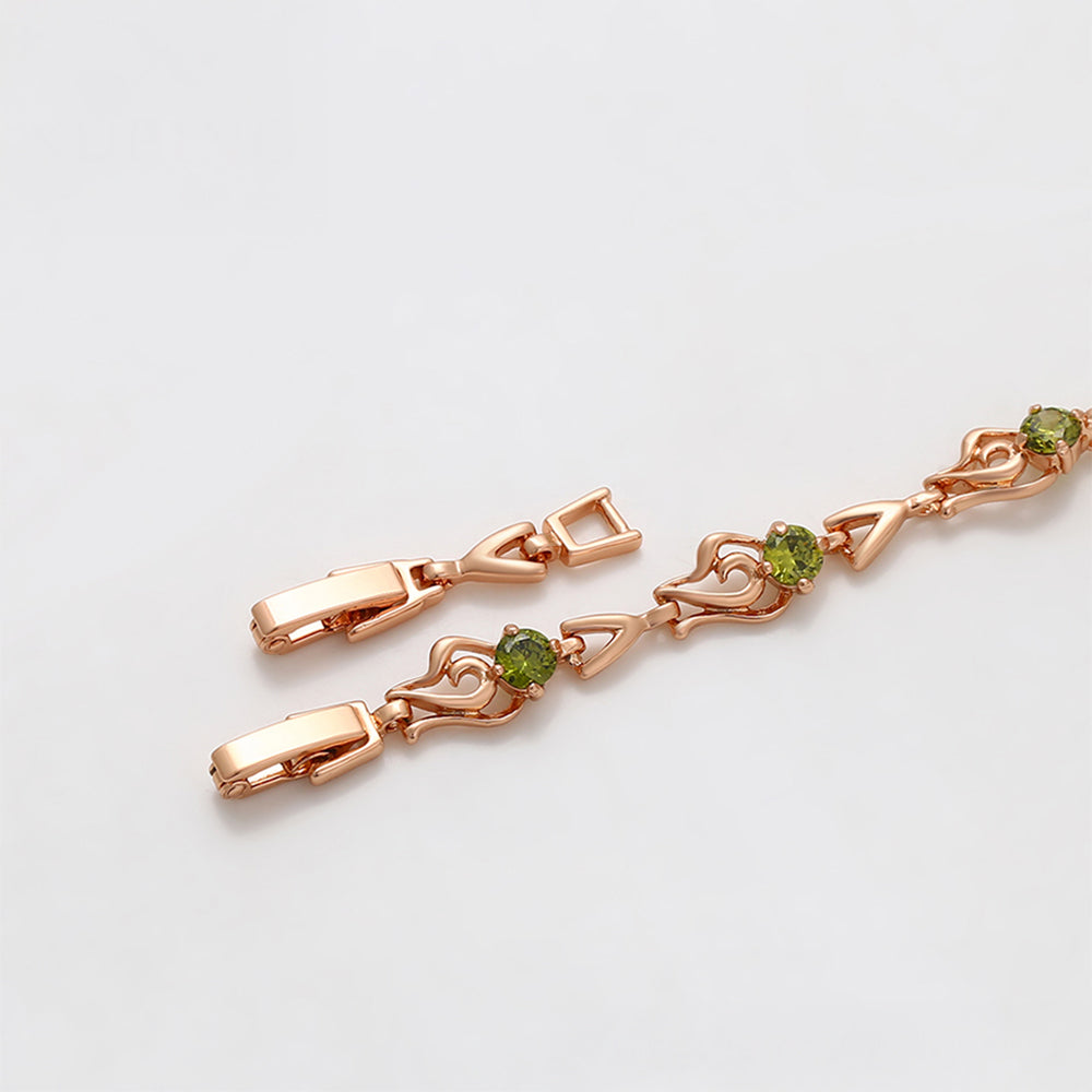 Brățară din Aliaj Placat cu Aur cu Cristal Verde Emporia® 8 