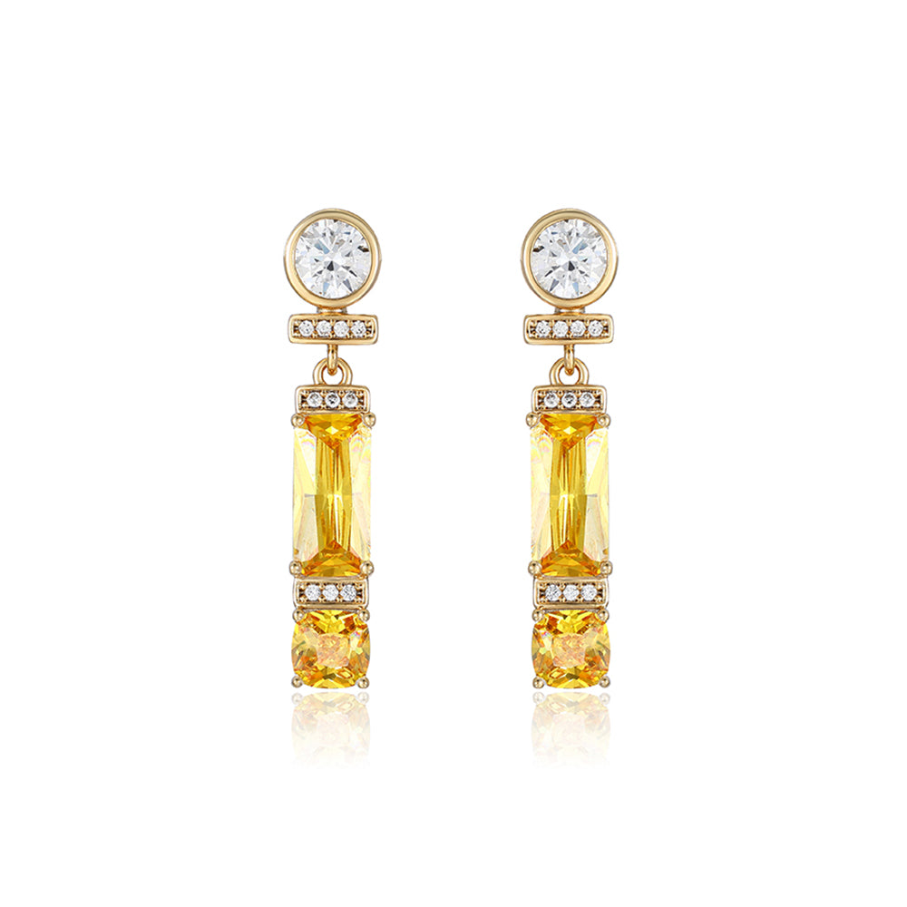 Cercei din Aliaj Placat cu Aur cu Cristal Galben Emporia® și Cristal Alb Emporia® 2 