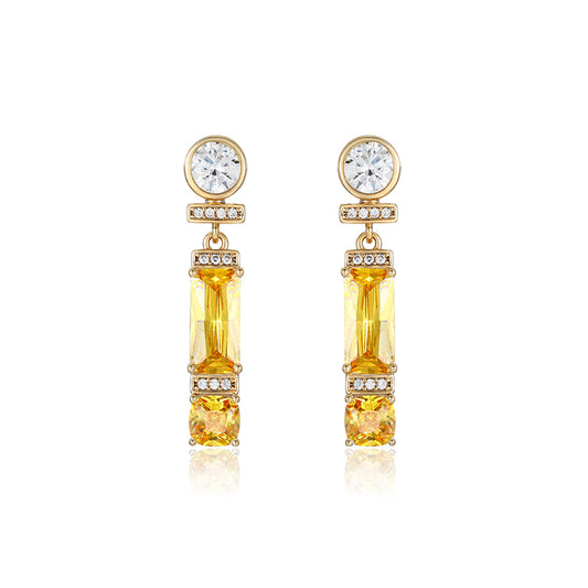Cercei din Aliaj Placat cu Aur cu Cristal Galben Emporia® și Cristal Alb Emporia®