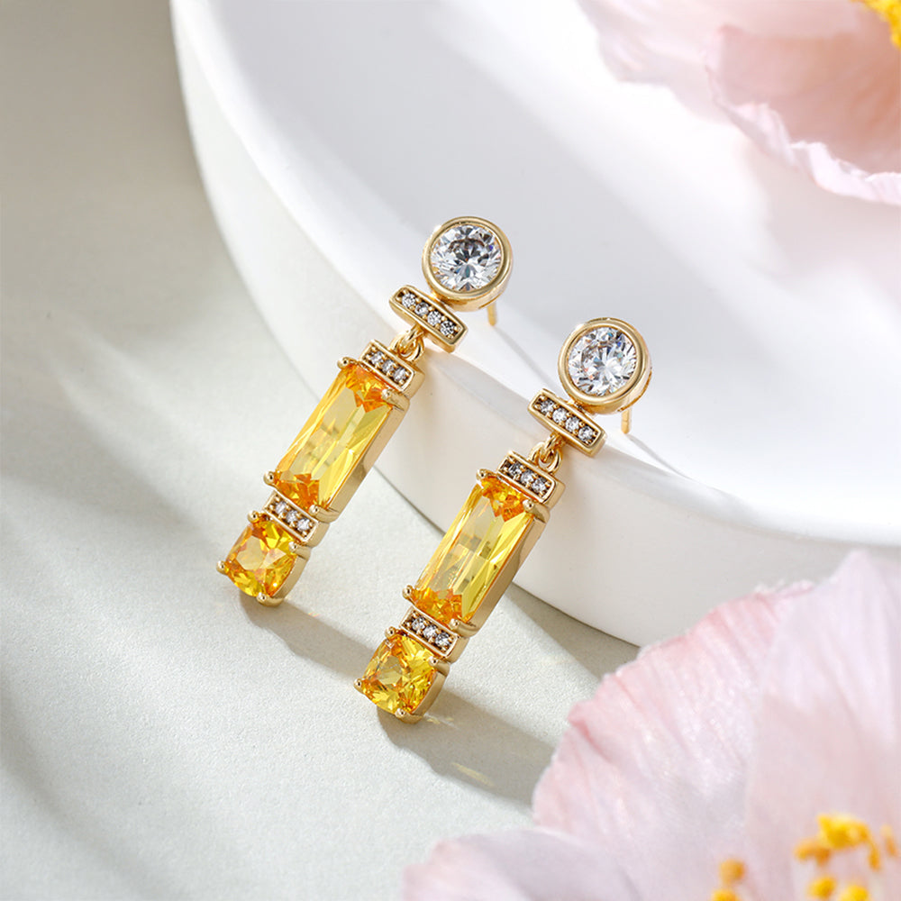 Cercei din Aliaj Placat cu Aur cu Cristal Galben Emporia® și Cristal Alb Emporia® 1 