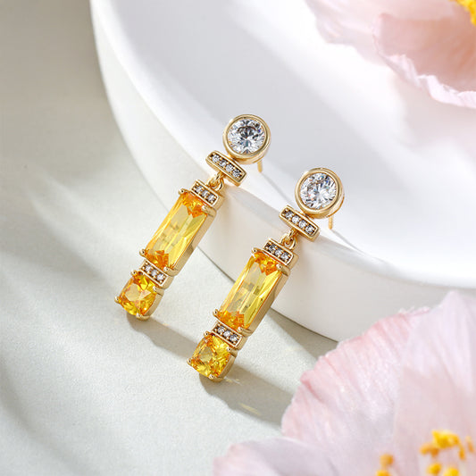 Cercei din Aliaj Placat cu Aur cu Cristal Galben Emporia® și Cristal Alb Emporia®