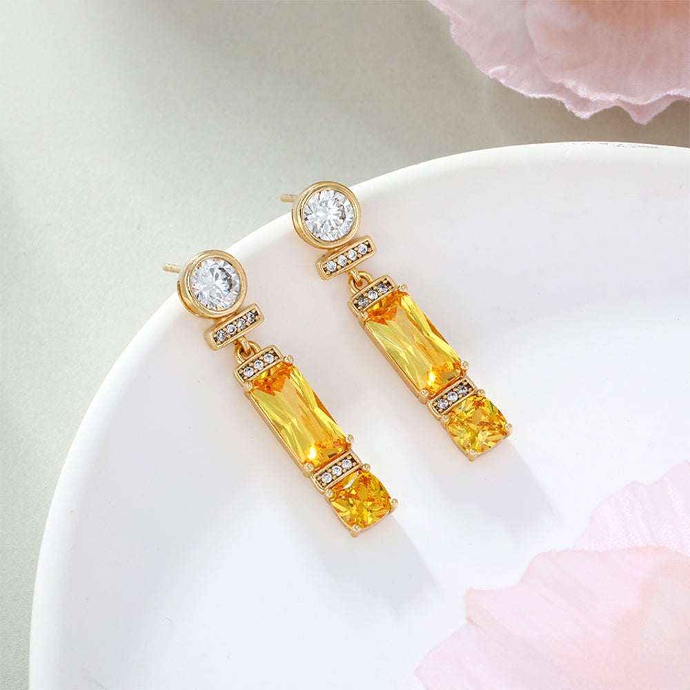 Cercei din Aliaj Placat cu Aur cu Cristal Galben Emporia® și Cristal Alb Emporia® 5 
