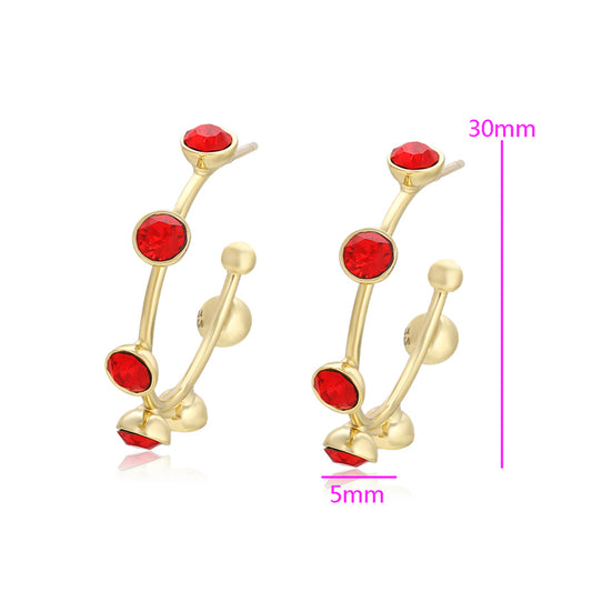 Cercei din Aliaj Placat cu Aur cu Cristal Roșu Emporia®