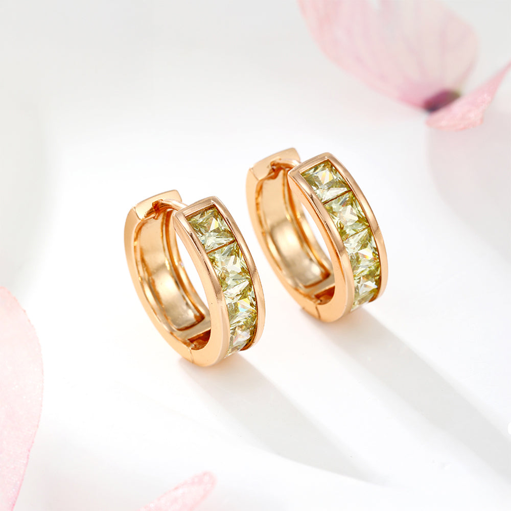 Cercei din Aliaj Placat cu Aur cu Cristal Verde Emporia® 1 