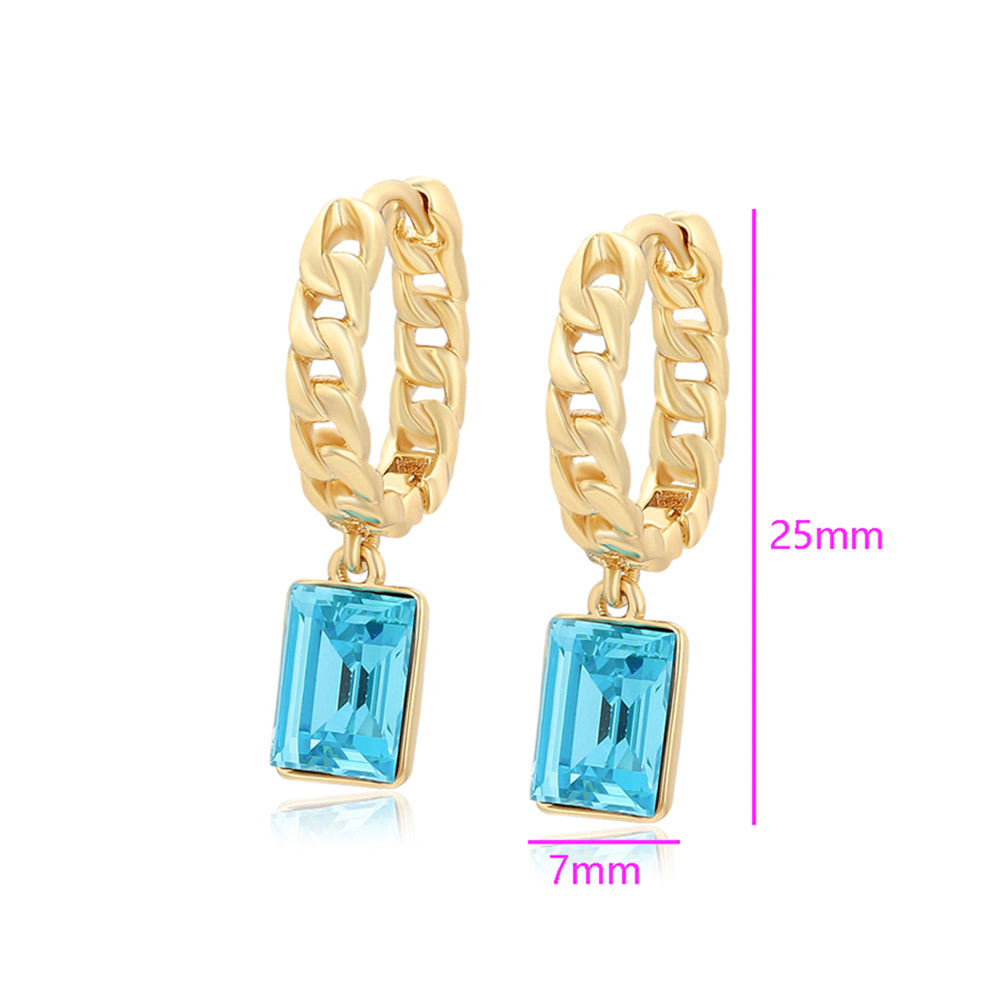 Cercei din Aliaj Placat cu Aur cu Cristal Albastru Emporia®