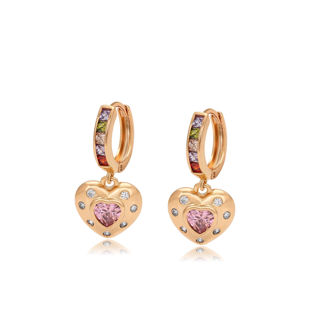 Cercei din Aliaj Placat cu Aur cu Cristal Roz Emporia® și Cristal Alb Emporia® 1 