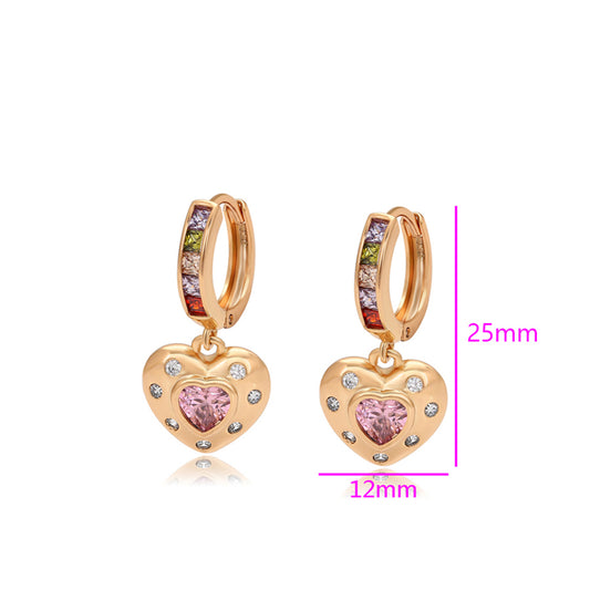 Cercei din Aliaj Placat cu Aur cu Cristal Roz Emporia® și Cristal Alb Emporia®