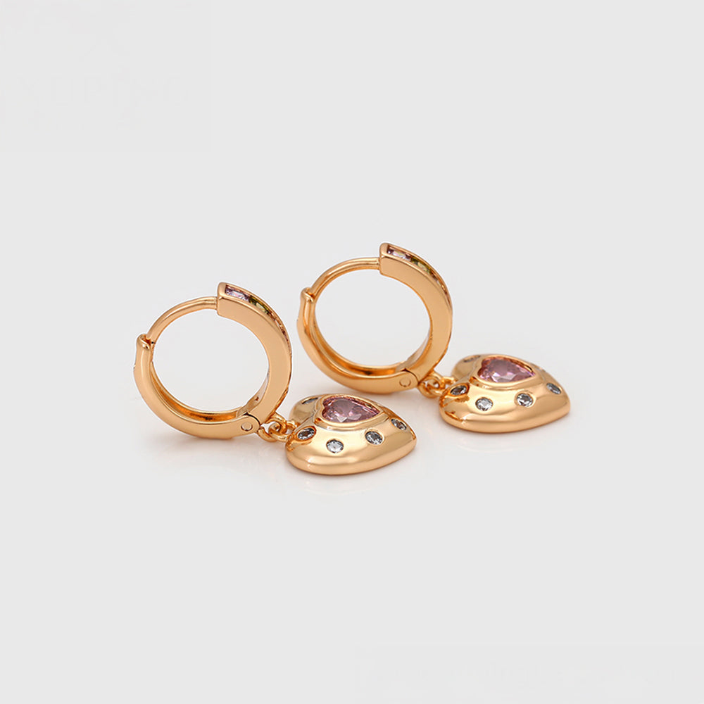 Cercei din Aliaj Placat cu Aur cu Cristal Roz Emporia® și Cristal Alb Emporia®