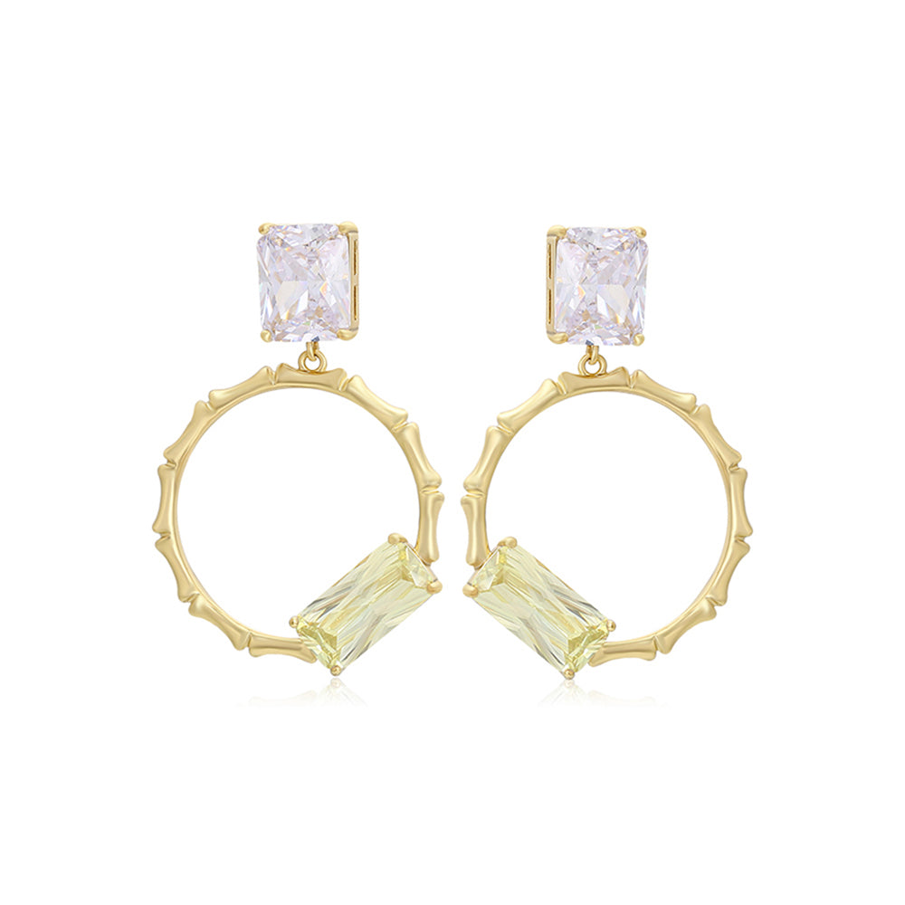 Cercei din Aliaj Placat cu Aur cu Cristal Verde Emporia® și Cristal Alb Emporia® 1 