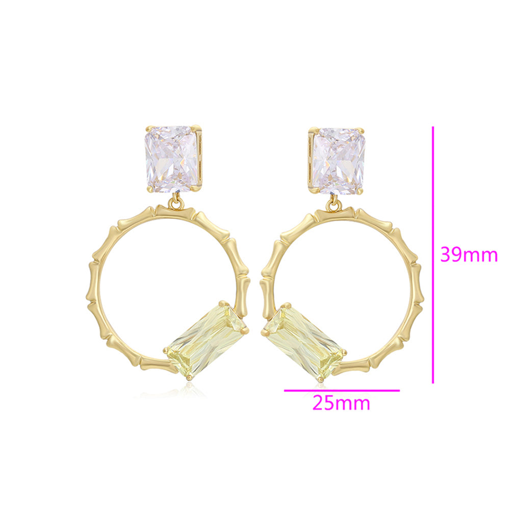 Cercei din Aliaj Placat cu Aur cu Cristal Verde Emporia® și Cristal Alb Emporia® 2 