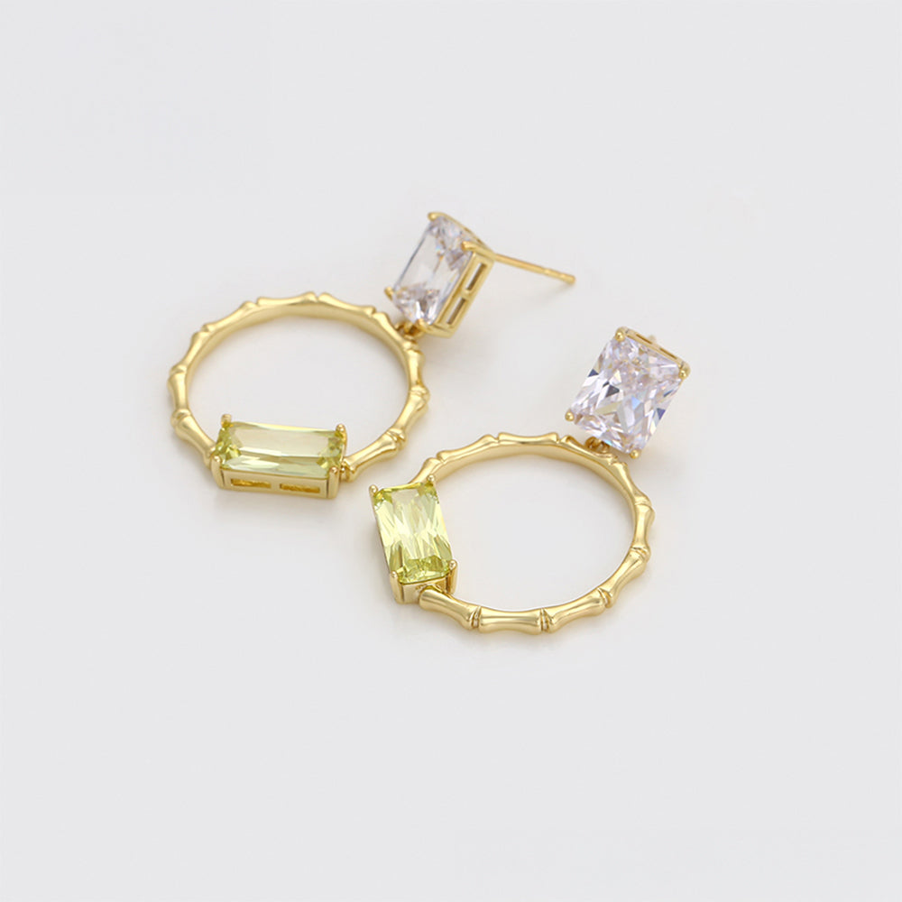 Cercei din Aliaj Placat cu Aur cu Cristal Verde Emporia® și Cristal Alb Emporia® 4 