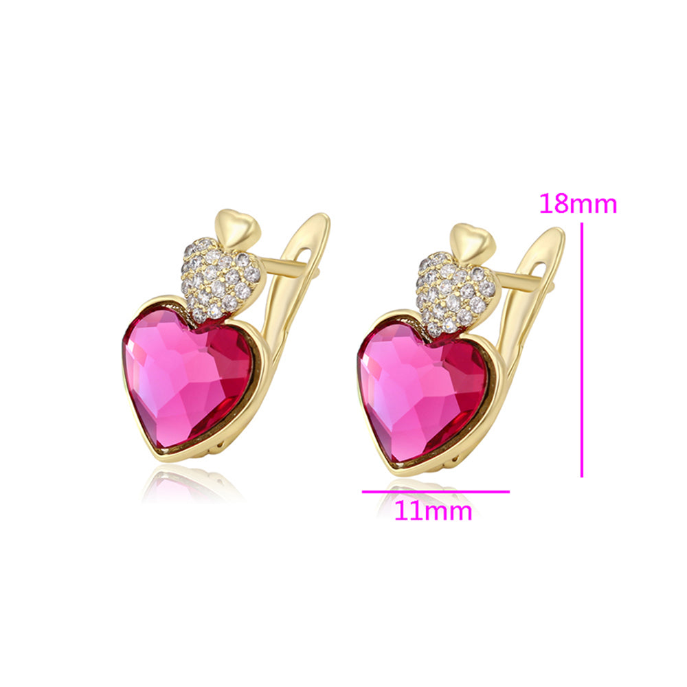 Cercei din Aliaj Placat cu Aur cu Cristal Roz Emporia® și Cristal Alb Emporia® 2 