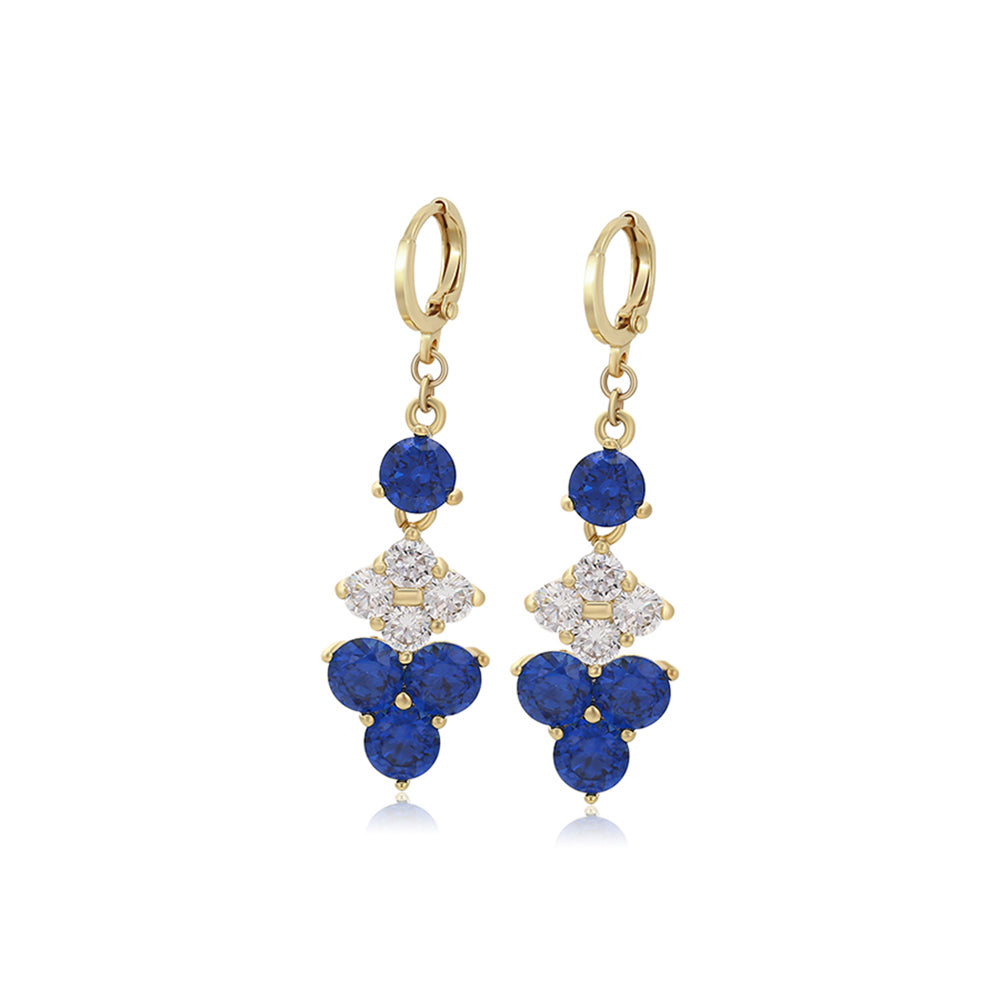Cercei din Aliaj Placat cu Aur cu Cristal Albastru Emporia® și Cristal Alb Emporia® 1 
