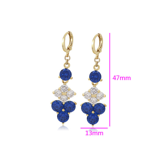 Cercei din Aliaj Placat cu Aur cu Cristal Albastru Emporia® și Cristal Alb Emporia®