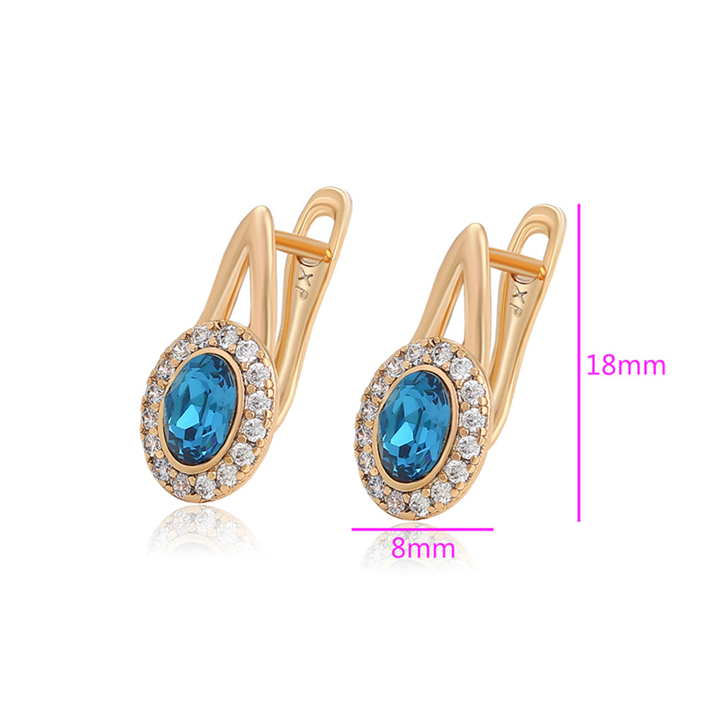 Cercei din Aliaj Placat cu Aur cu Cristal Albastru Emporia® și Cristal Alb Emporia® 2 