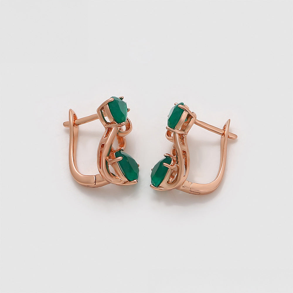 Cercei din Aliaj Placat cu Aur cu Cristal Verde Emporia® 6 