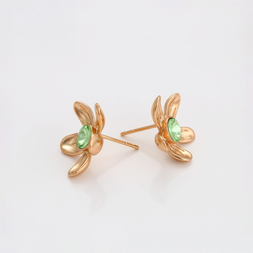 Cercei din Aliaj Placat cu Aur cu Cristal Albastru Emporia®