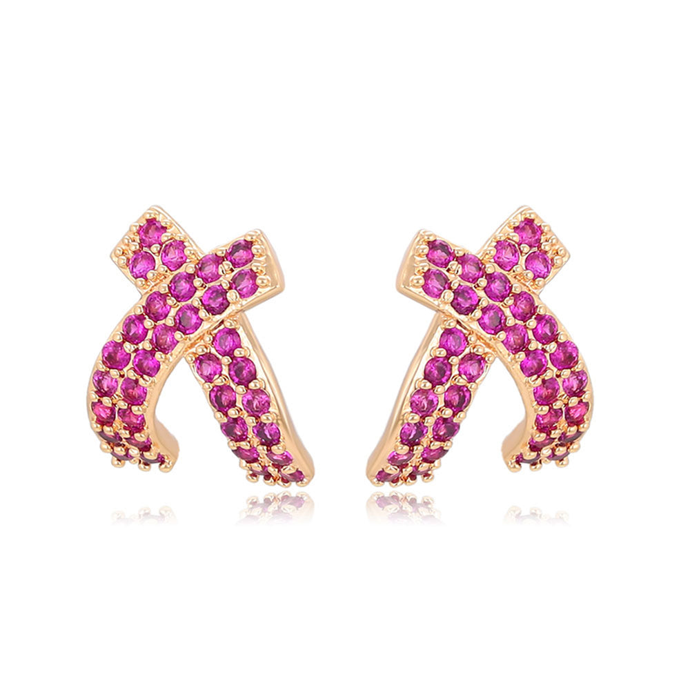 Cercei din Aliaj Placat cu Aur cu Cristal Roz Emporia®