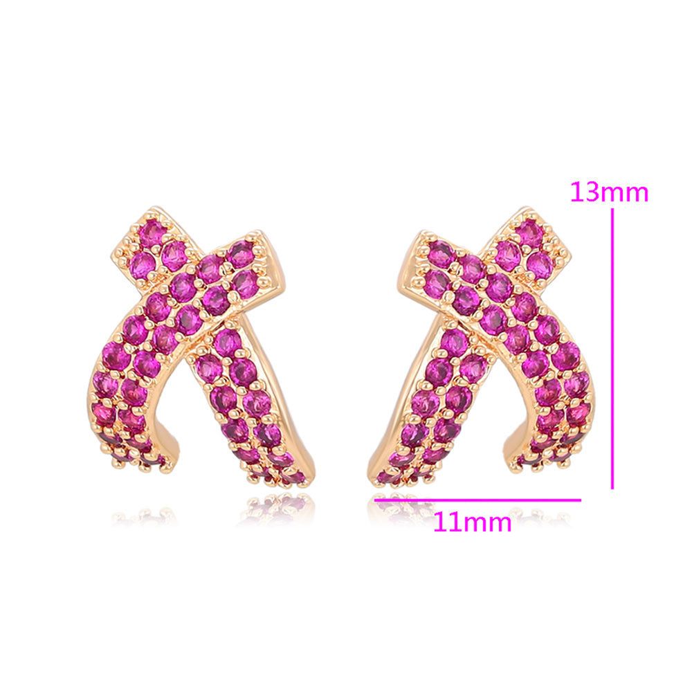 Cercei din Aliaj Placat cu Aur cu Cristal Roz Emporia® 2 