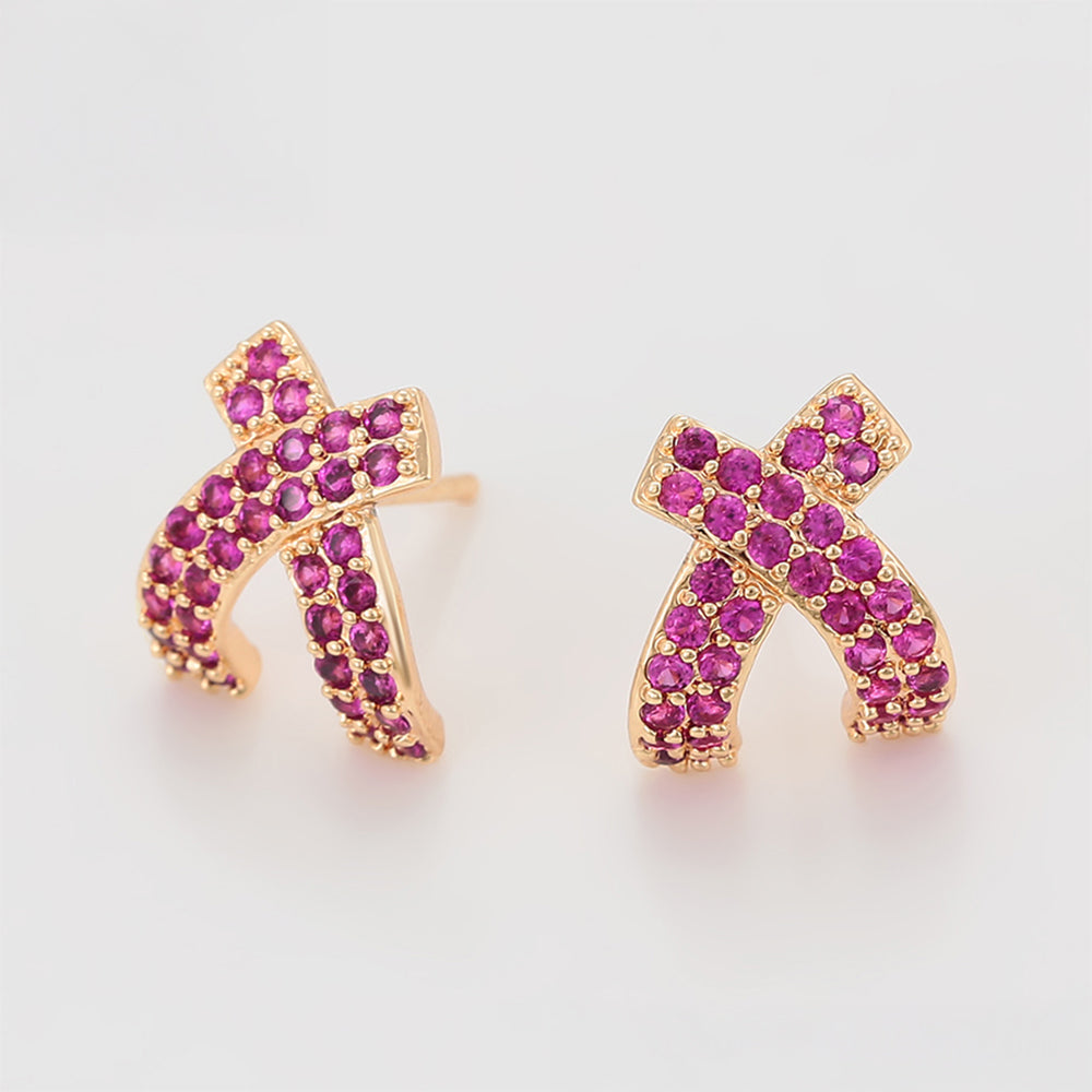 Cercei din Aliaj Placat cu Aur cu Cristal Roz Emporia®