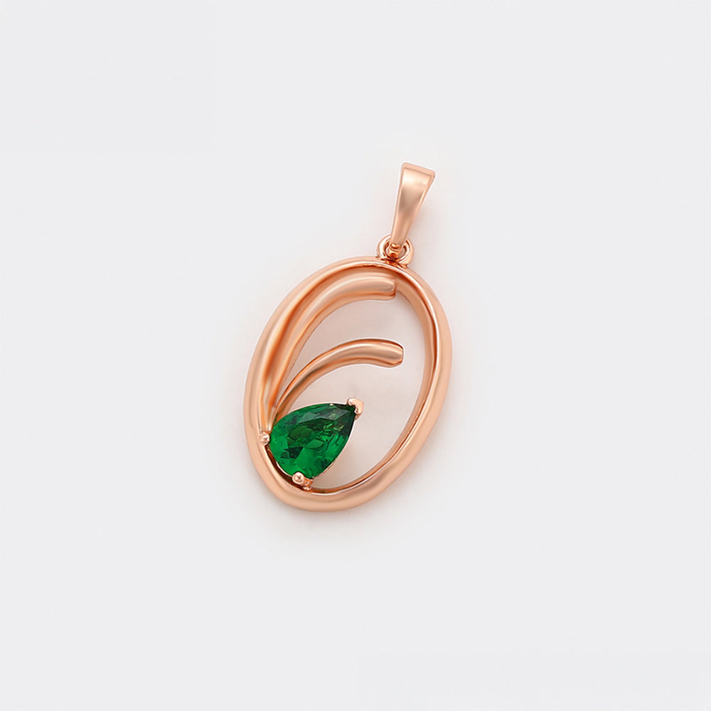 Pandantiv din Aliaj Placat cu Aur cu Cristal Verde Emporia® 3 