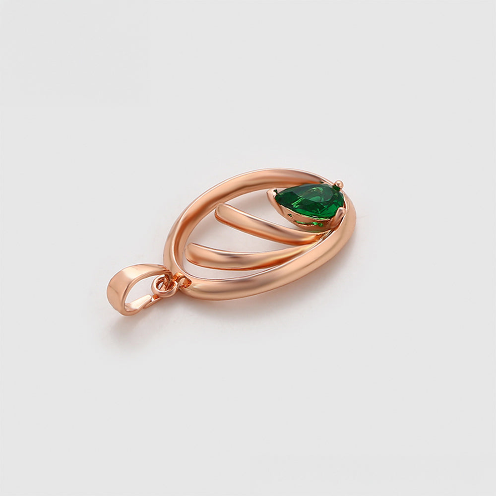 Pandantiv din Aliaj Placat cu Aur cu Cristal Verde Emporia® 4 