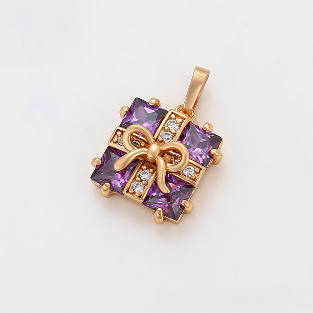 Pandantiv din Aliaj Placat cu Aur cu Cristal Violet Emporia® 3 
