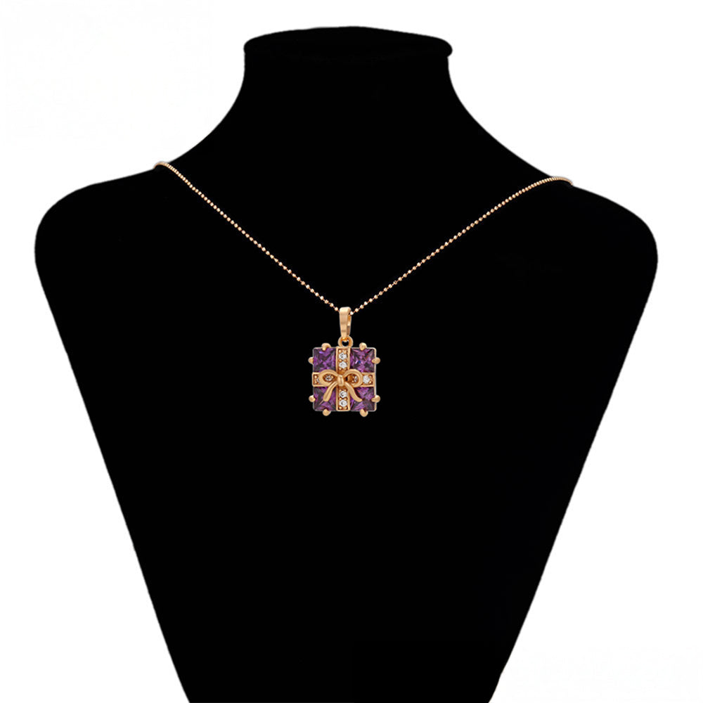 Pandantiv din Aliaj Placat cu Aur cu Cristal Violet Emporia® 8 