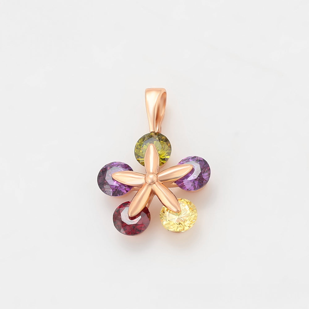 Pandantiv din Aliaj Placat cu Aur cu Cristal Verde Emporia® și Cristal Violet Emporia®