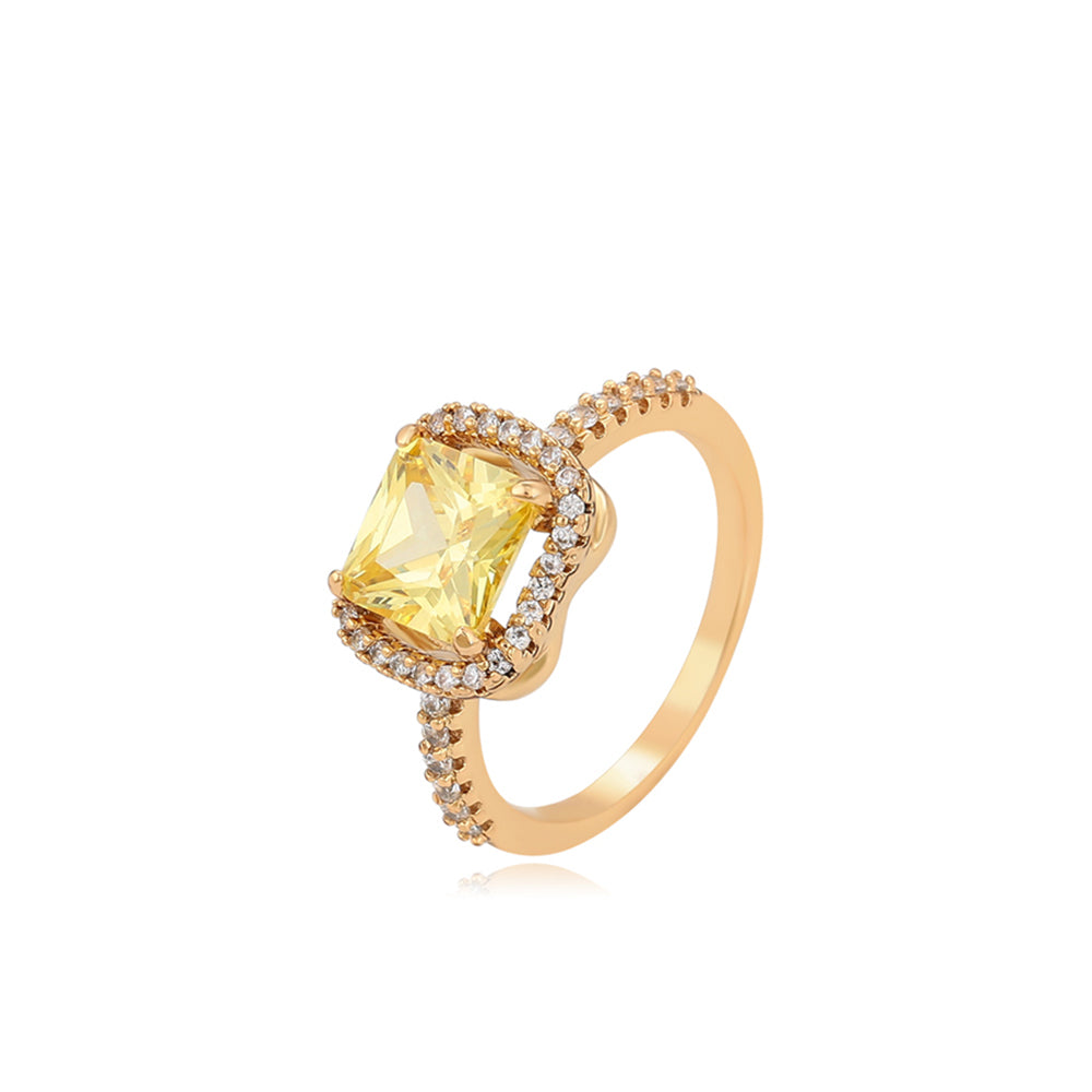 Inel din Aliaj Placat cu Aur cu Cristal Galben Emporia® și Cristal Alb Emporia® 1 