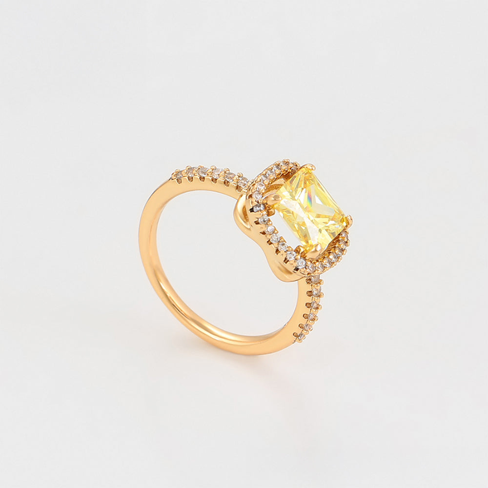 Inel din Aliaj Placat cu Aur cu Cristal Galben Emporia® și Cristal Alb Emporia® 7 