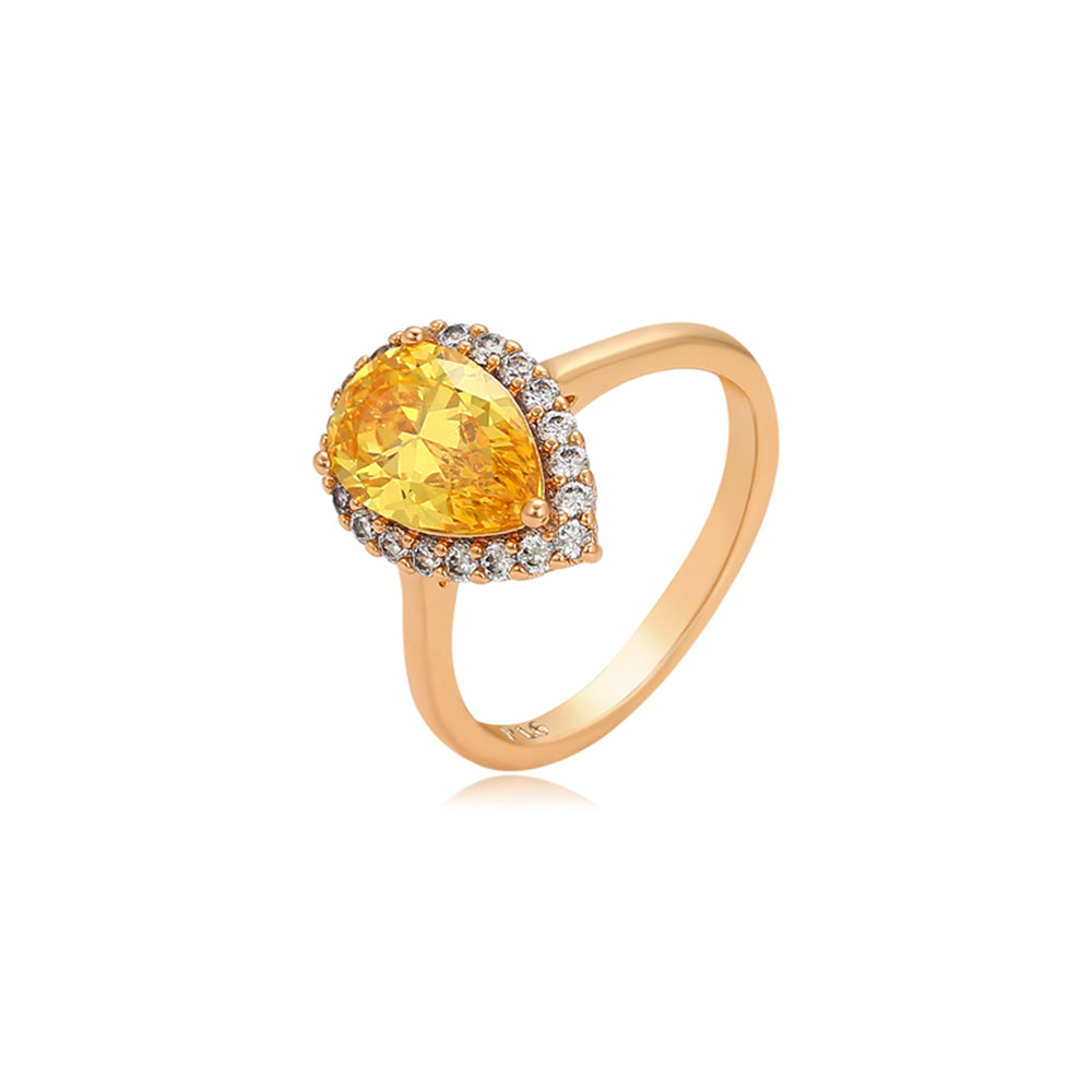 Inel din Aliaj Placat cu Aur cu Cristal Galben Emporia® și Cristal Alb Emporia® 1 