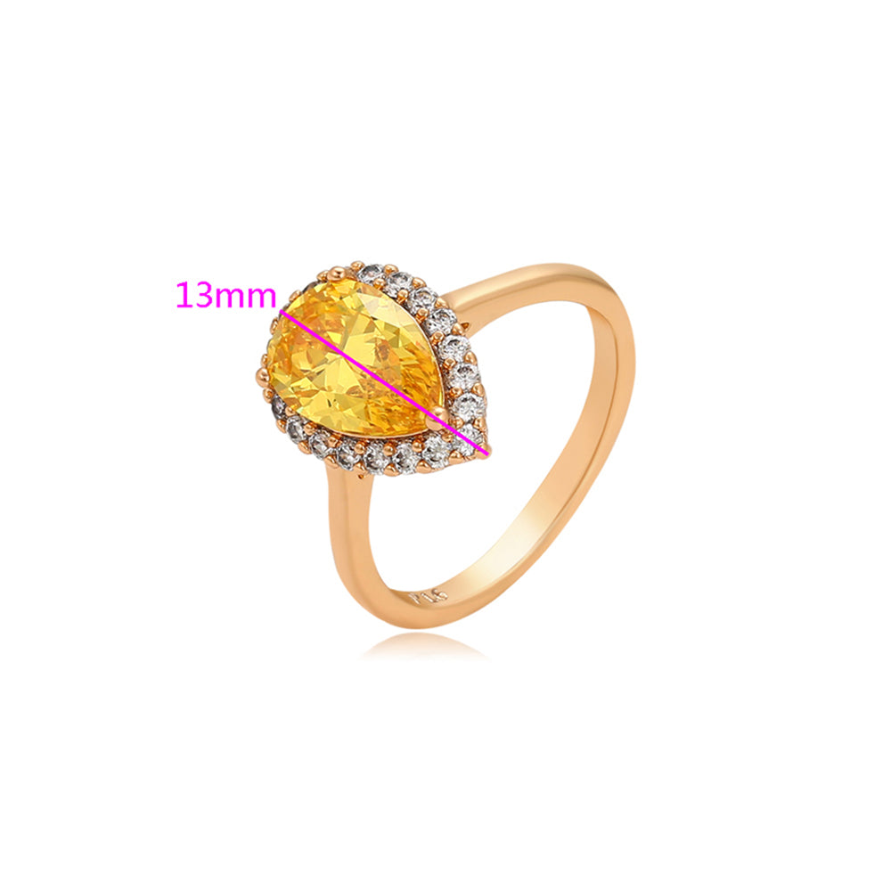 Inel din Aliaj Placat cu Aur cu Cristal Galben Emporia® și Cristal Alb Emporia®