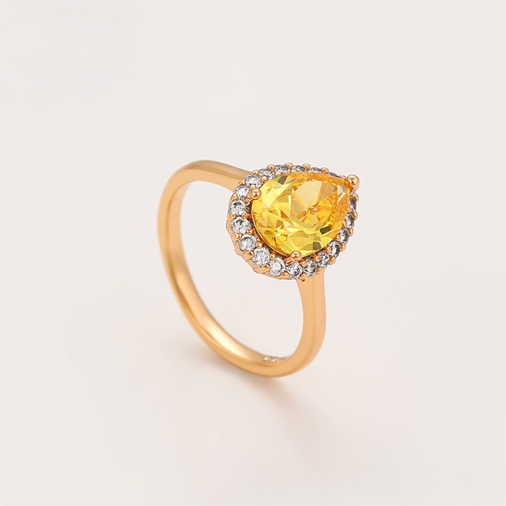Inel din Aliaj Placat cu Aur cu Cristal Galben Emporia® și Cristal Alb Emporia®