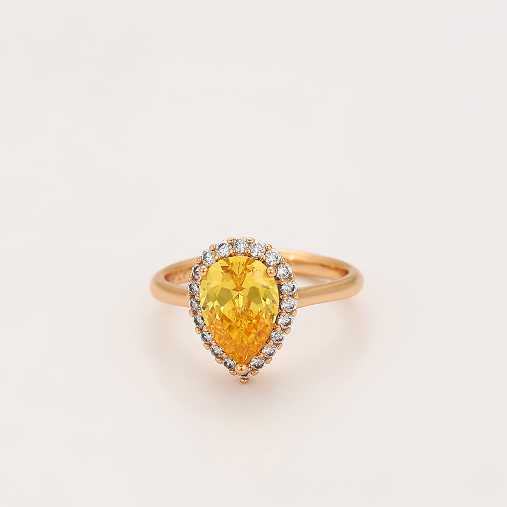 Inel din Aliaj Placat cu Aur cu Cristal Galben Emporia® și Cristal Alb Emporia® 4 