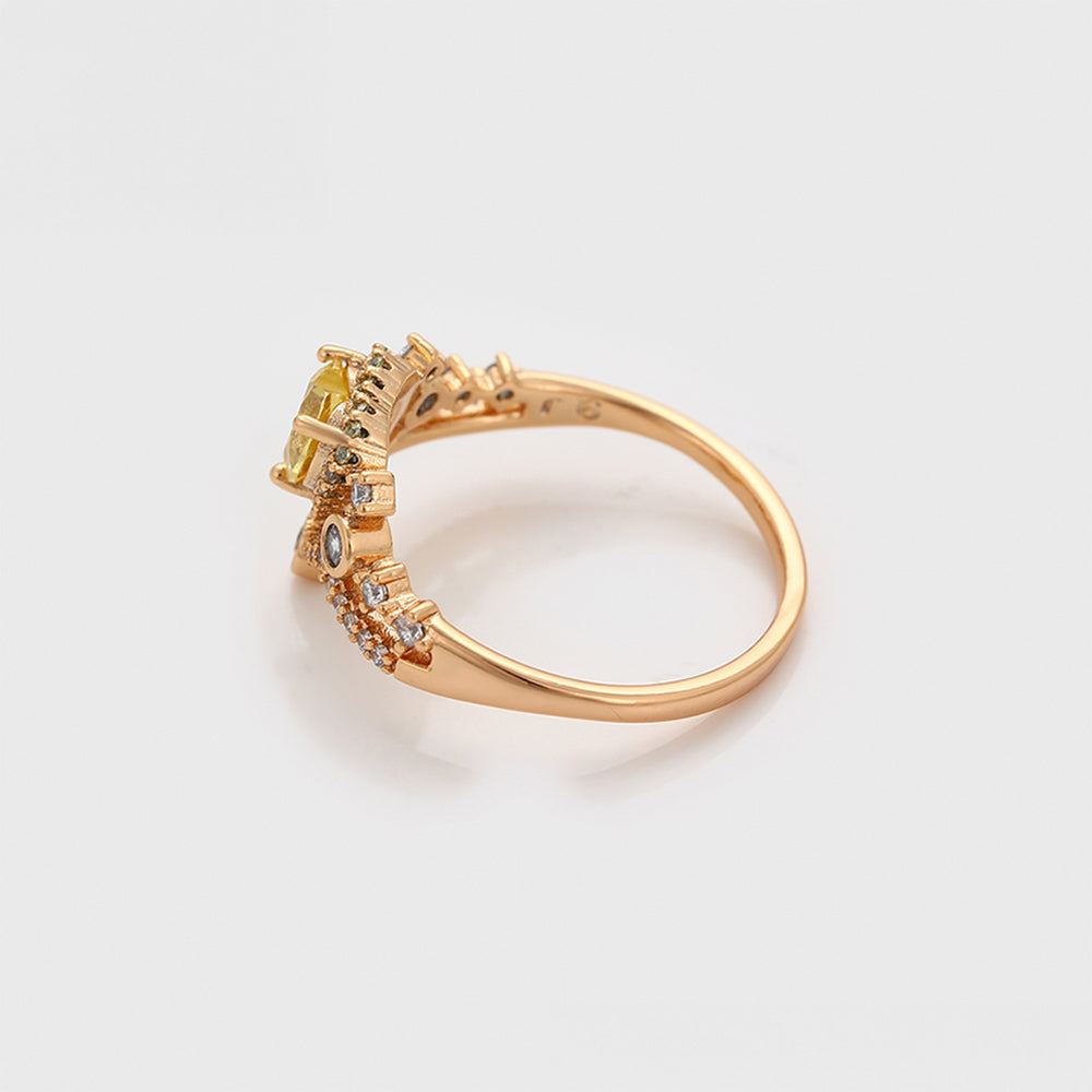 Inel din Aliaj Placat cu Aur cu Cristal Galben Emporia® și Cristal Alb Emporia® 5 