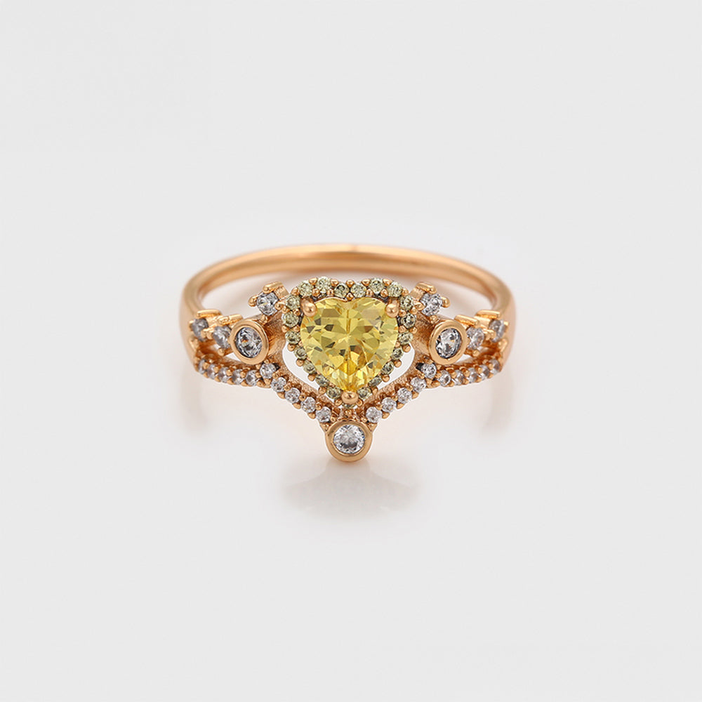 Inel din Aliaj Placat cu Aur cu Cristal Galben Emporia® și Cristal Alb Emporia® 7 