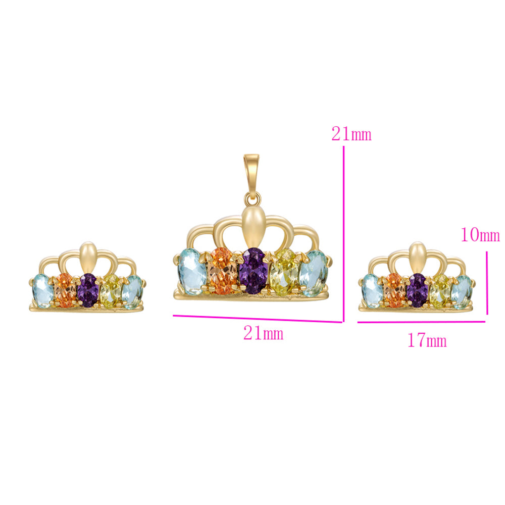 Set din Aliaj Placat cu Aur cu Cristal Violet Emporia® și Cristal Galben Emporia® ( Cercei+Pandantiv )