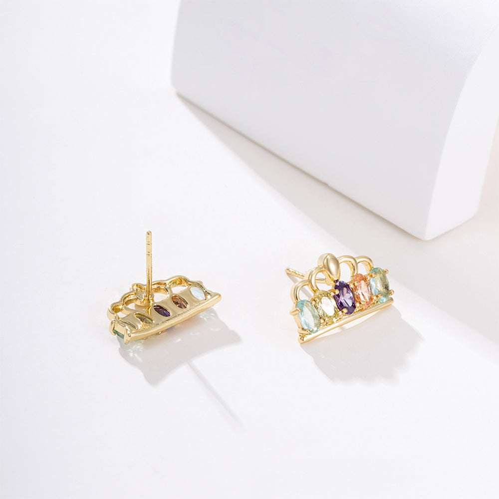 Set din Aliaj Placat cu Aur cu Cristal Violet Emporia® și Cristal Galben Emporia® ( Cercei+Pandantiv )