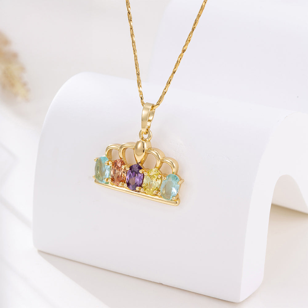 Set din Aliaj Placat cu Aur cu Cristal Violet Emporia® și Cristal Galben Emporia® ( Cercei+Pandantiv )