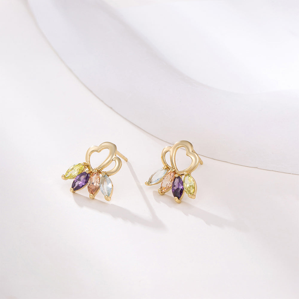 Set din Aliaj Placat cu Aur cu Cristal Violet Emporia® și Cristal Alb Emporia® ( Cercei+Pandantiv )