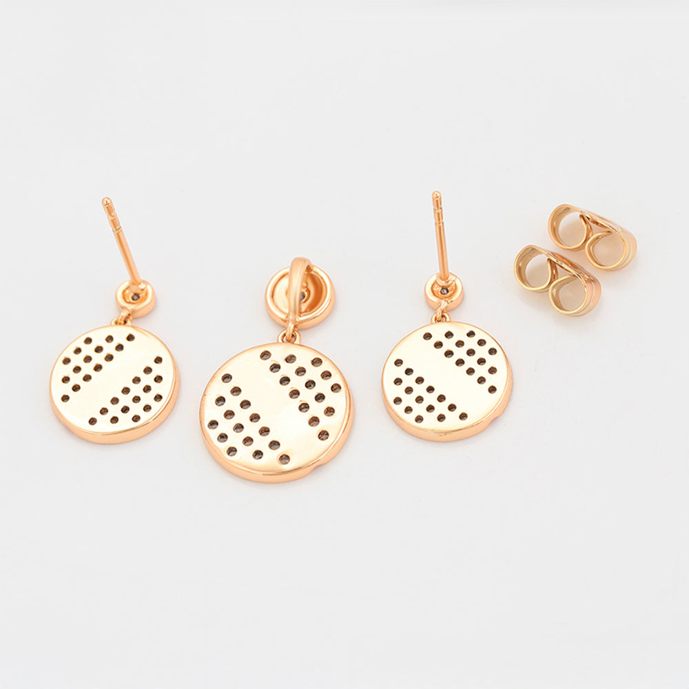 Set din Aliaj Placat cu Aur cu Cristal Roșu Emporia® și Cristal Alb Emporia® ( Cercei+Pandantiv )